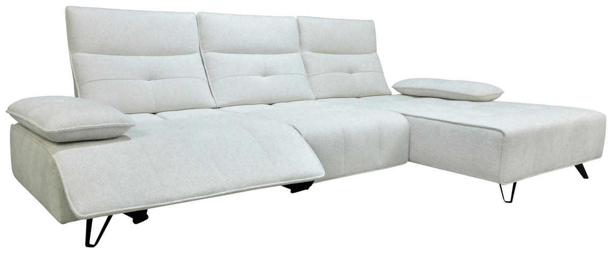 ECKSOFA Creme Chenille  - Creme/Schwarz, Design, Kunststoff/Textil (314/162cm) - Livetastic