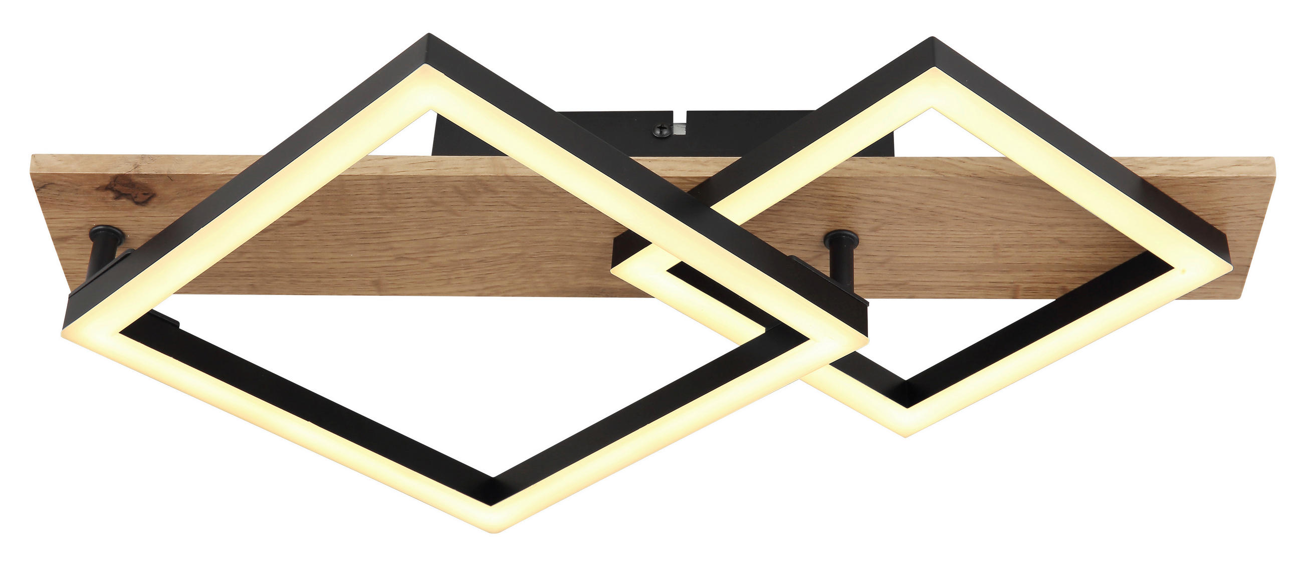 LED-DECKENLEUCHTE 18 W    47,5/31/8,5 cm  - Dunkelbraun/Opal, Natur, Holzwerkstoff/Kunststoff (47,5/31/8,5cm) - Globo