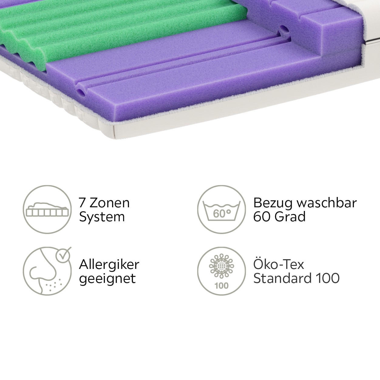 MATRATZE 80/200 cm Höhe ca. 20 cm  - Weiss, Basics, Textil (80/200cm) - Bico Hilding Anders