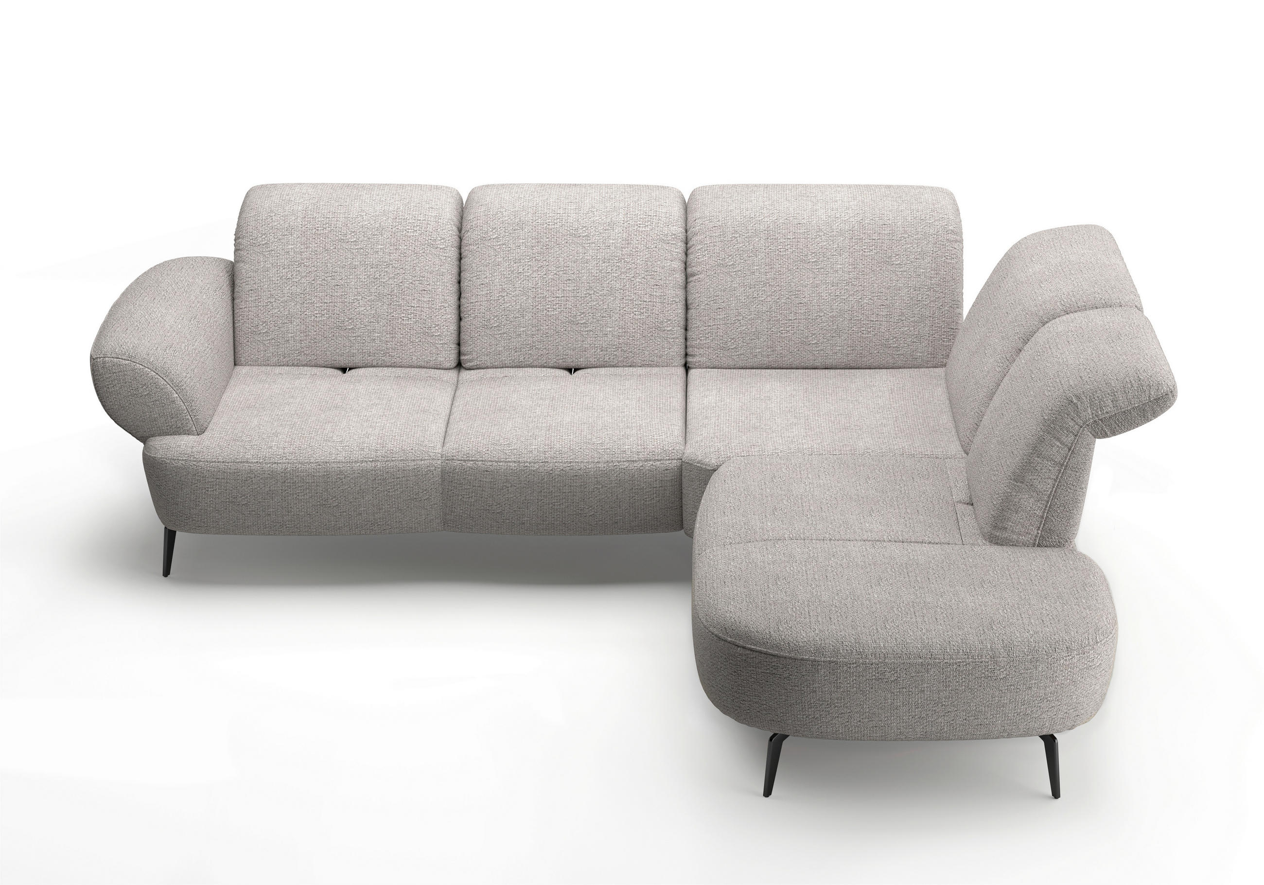 ECKSOFA in Chenille Silberfarben  302/270 cm  - Silberfarben/Schwarz, MODERN, Textil/Metall (302/270cm) - Sit & More