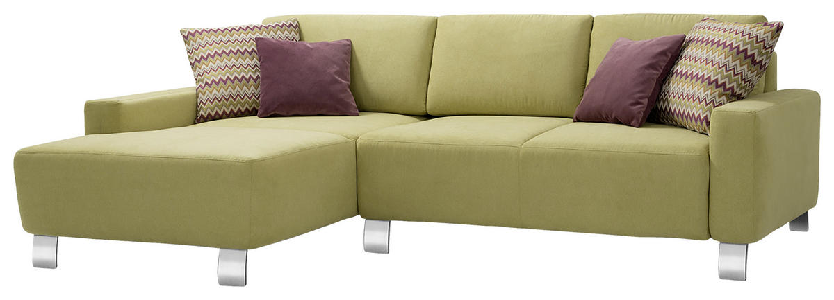 ECKSOFA in Chenille Grün  160/248 cm  - Alufarben/Grün, Design, Textil/Metall (160/248cm) - Sedda