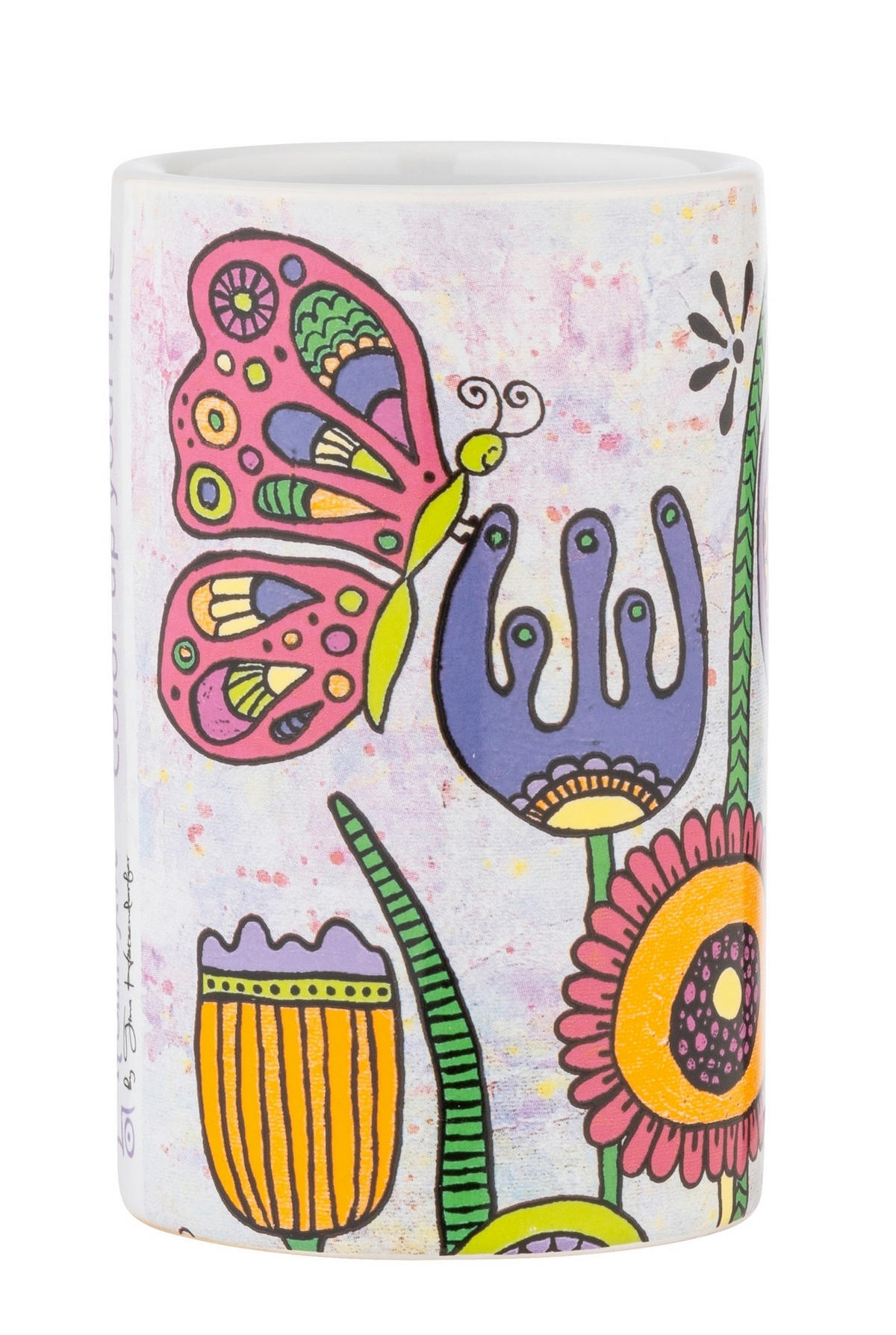 ZAHNPUTZBECHER Keramik  - Gelb/Lila, Trend, Keramik (6,5/11/6,5cm) - Wenko