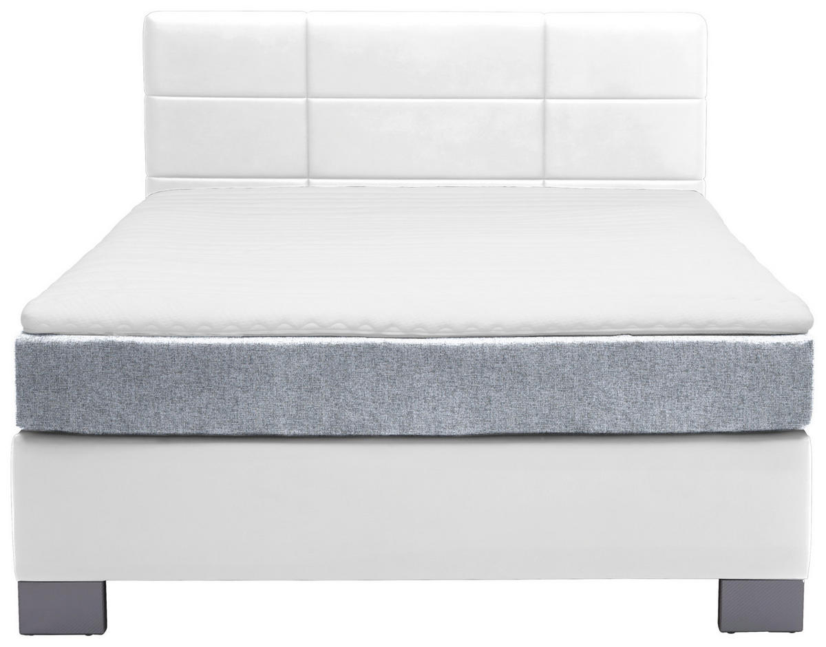 BOXSPRINGBETT 140/200 cm  in Weiss  - Weiss/Graphitfarben, Design, Holz/Textil (140/200cm) - Hom`in