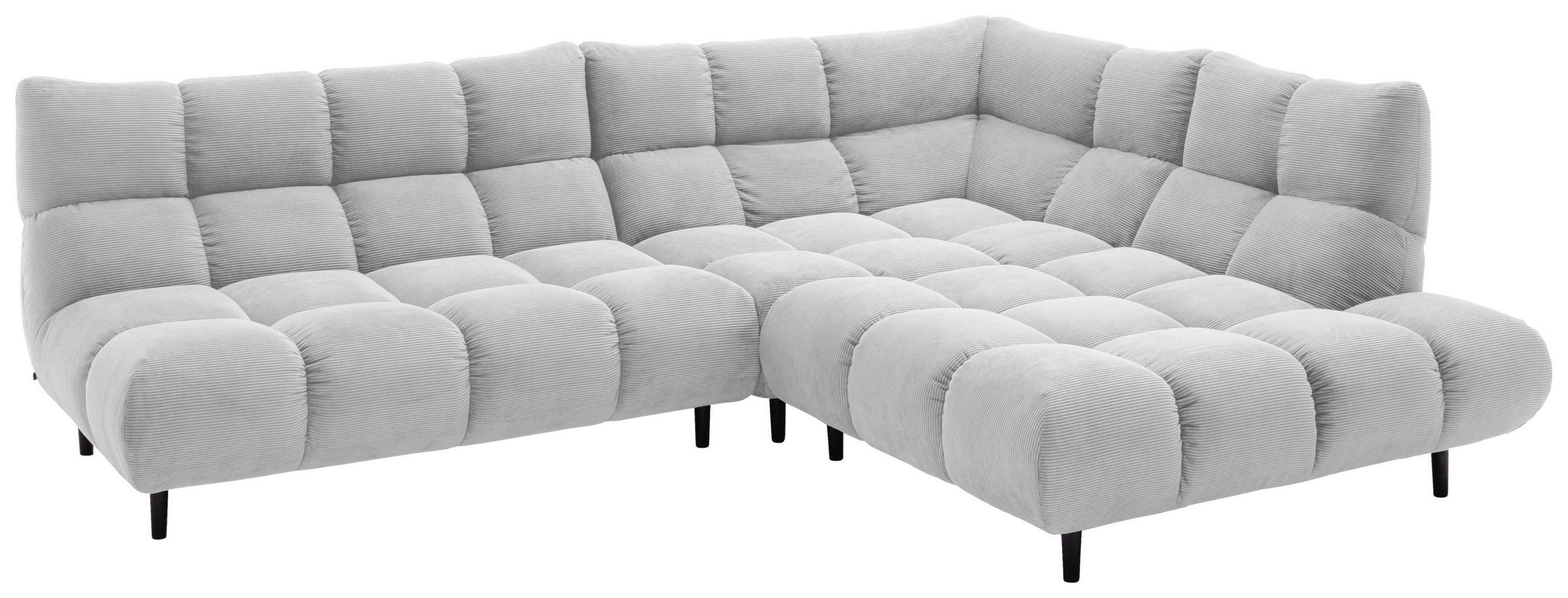 ECKSOFA Ottomane rechts, Eckteil  Silberfarben Feincord  - Silberfarben/Schwarz, Design, Holz/Textil (288/215cm) - Pure Home Lifestyle