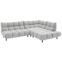 ECKSOFA Ottomane rechts, Eckteil  Silberfarben Feincord  - Silberfarben/Schwarz, Design, Holz/Textil (288/215cm) - Pure Home Lifestyle