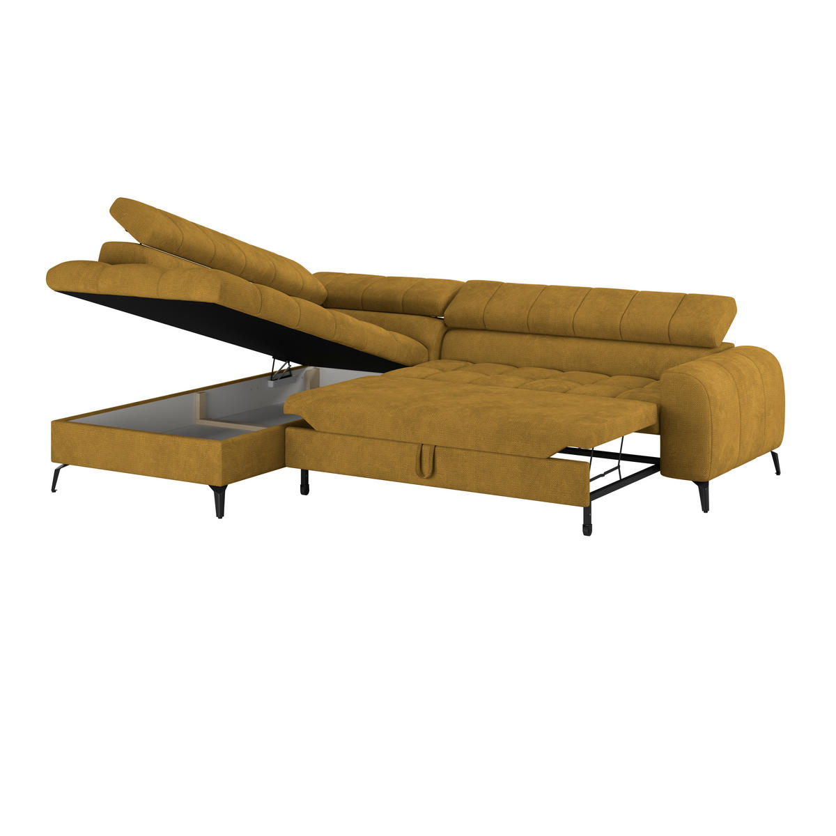ECKSOFA in Terracotta  - Terracotta/Schwarz, Trend, Kunststoff/Textil (203/261cm) - Livetastic