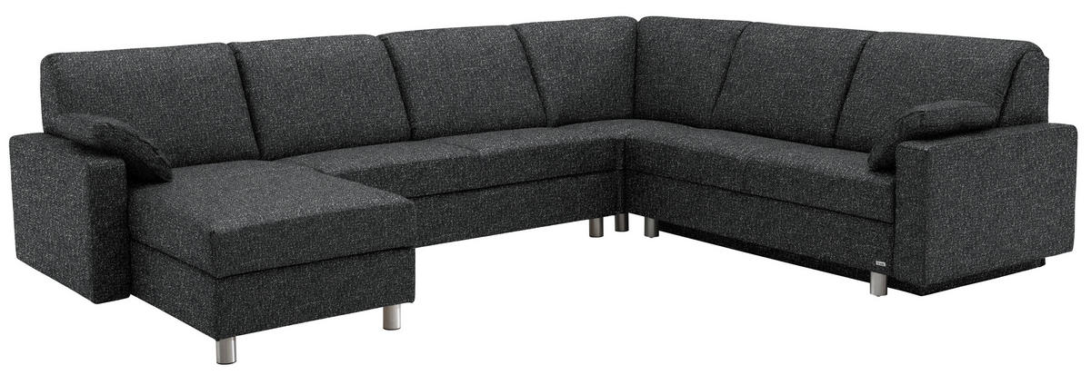 WOHNLANDSCHAFT  in Mikrovelours Anthrazit  - Anthrazit/Alufarben, KONVENTIONELL, Textil (158/323/237cm) - Sedda