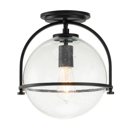 STROPNA SVETILKA Elstead Somerset 28.2/31.8 cm   - črna, Design, kovina/steklo (28.2/31.8cm) - Elstead Lighting