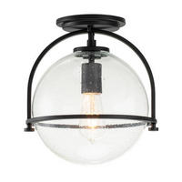 STROPNA SVETILKA Elstead Somerset 28.2/31.8 cm   - črna, Design, kovina/steklo (28.2/31.8cm) - Elstead Lighting