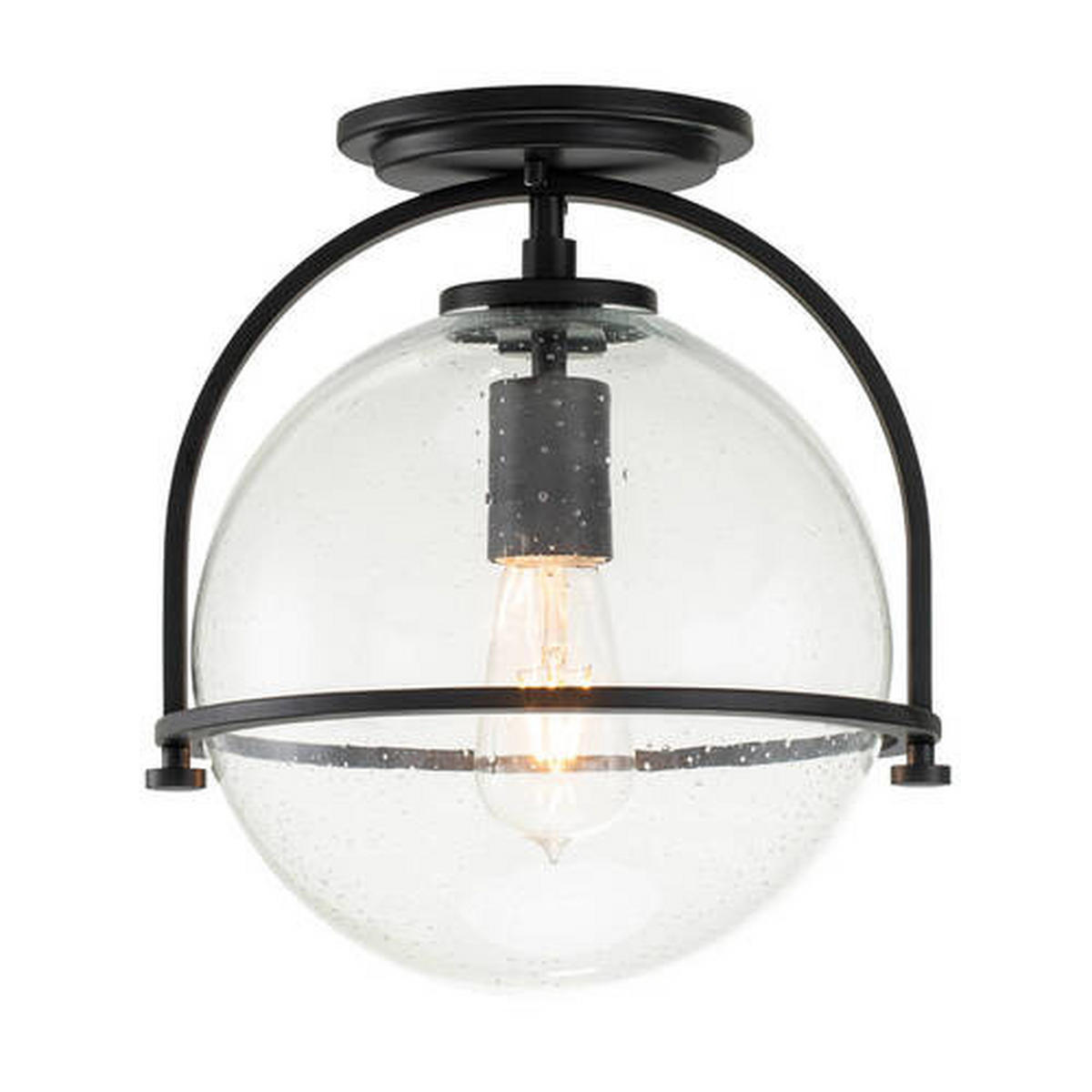 STROPNA SVETILKA Elstead Somerset 28.2/31.8 cm   - črna, Design, kovina/steklo (28.2/31.8cm) - Elstead Lighting