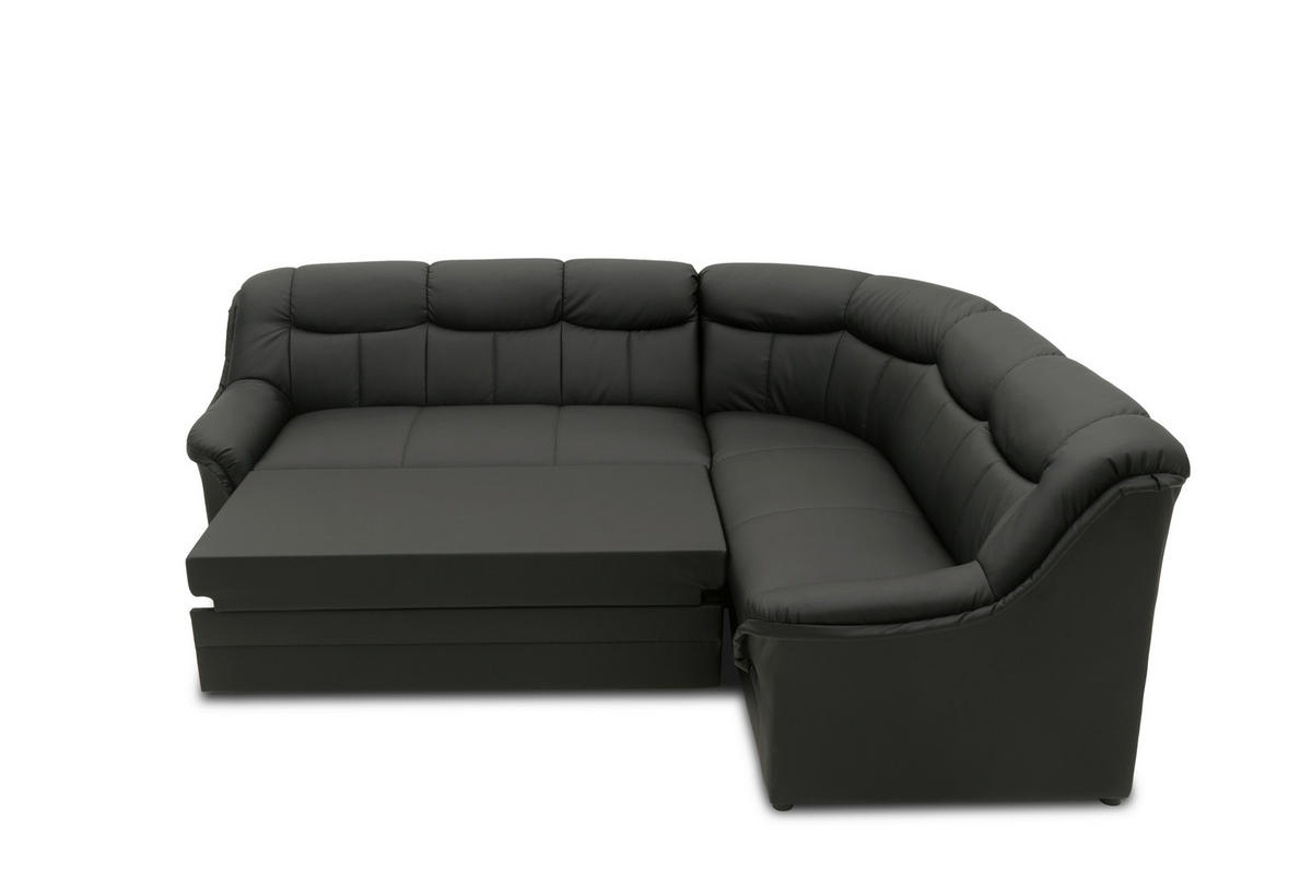 ECKSCHLAFSOFA  BERLIN FK Schwarz Lederlook  - Schwarz, KONVENTIONELL, Kunststoff/Textil (244/205/89cm) - MID.YOU