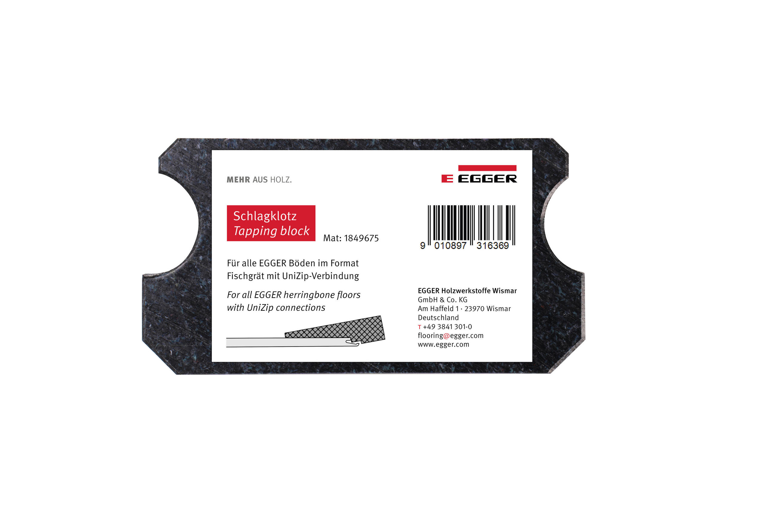 Schlagklotz Fischgrät - Schwarz, Basics, Kunststoff (15/8/2cm) - Egger Holzwerkstoffe