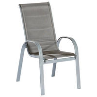 STAPELSESSEL Aluminium Braun, Silberfarben  - Silberfarben/Braun, KONVENTIONELL, Textil/Metall (56,5/104/77cm) - Gardenson