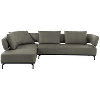 ECKSOFA in Echtleder Grau  237/302 cm  - Schwarz/Grau, Design, Leder/Metall (237/302cm) - Dieter Knoll