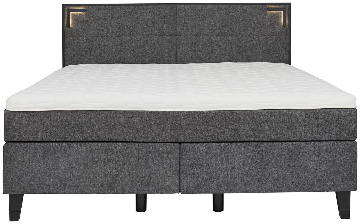 BOXSPRINGBETT 180/200 cm  in Anthrazit  - Anthrazit/Schwarz, Design, Holz/Textil (180/200cm) - Hom`in