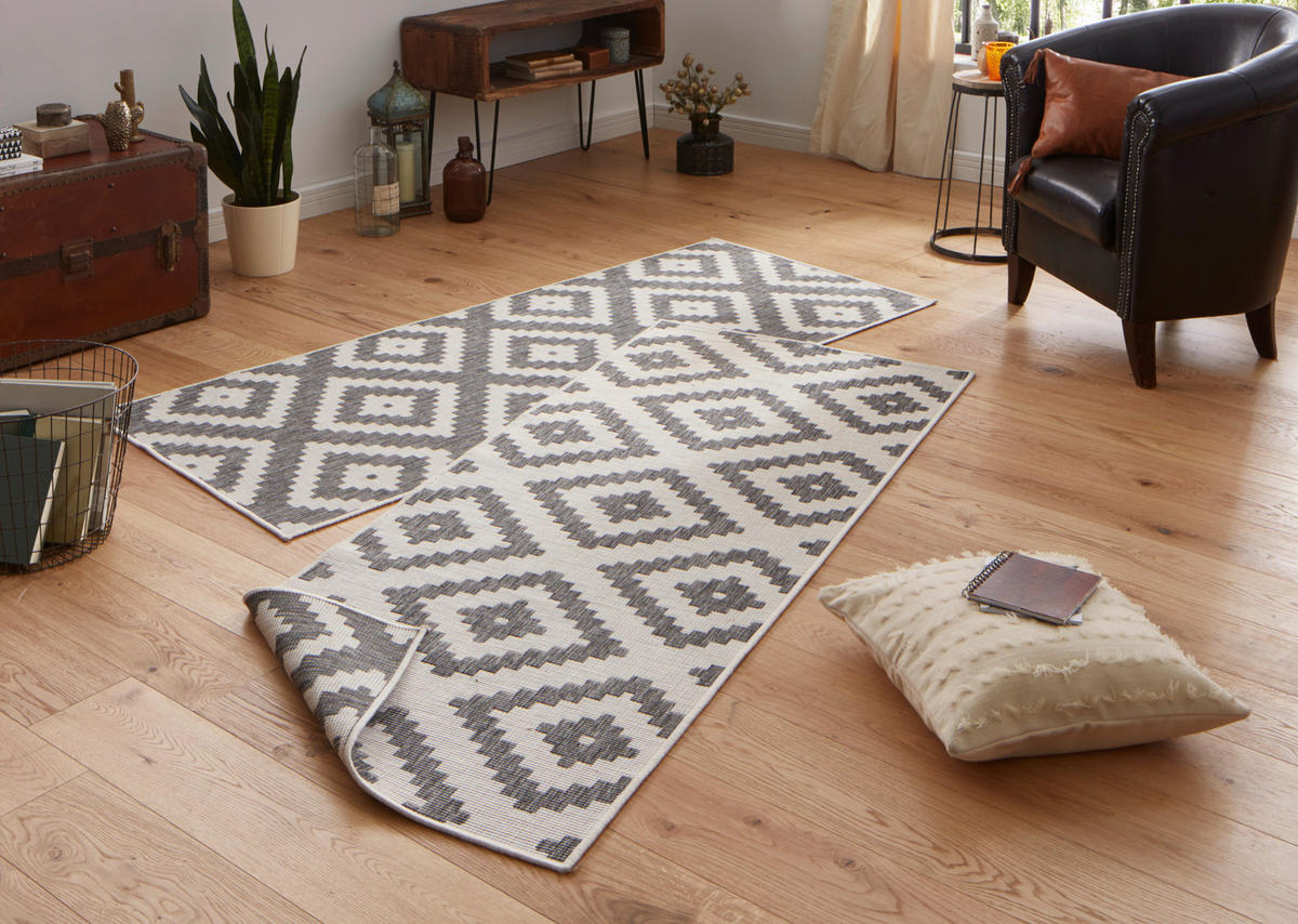 OUTDOORTEPPICH 80/250 cm Twin Creme, Grau  - Creme/Grau, Basics, Kunststoff (80/250cm)