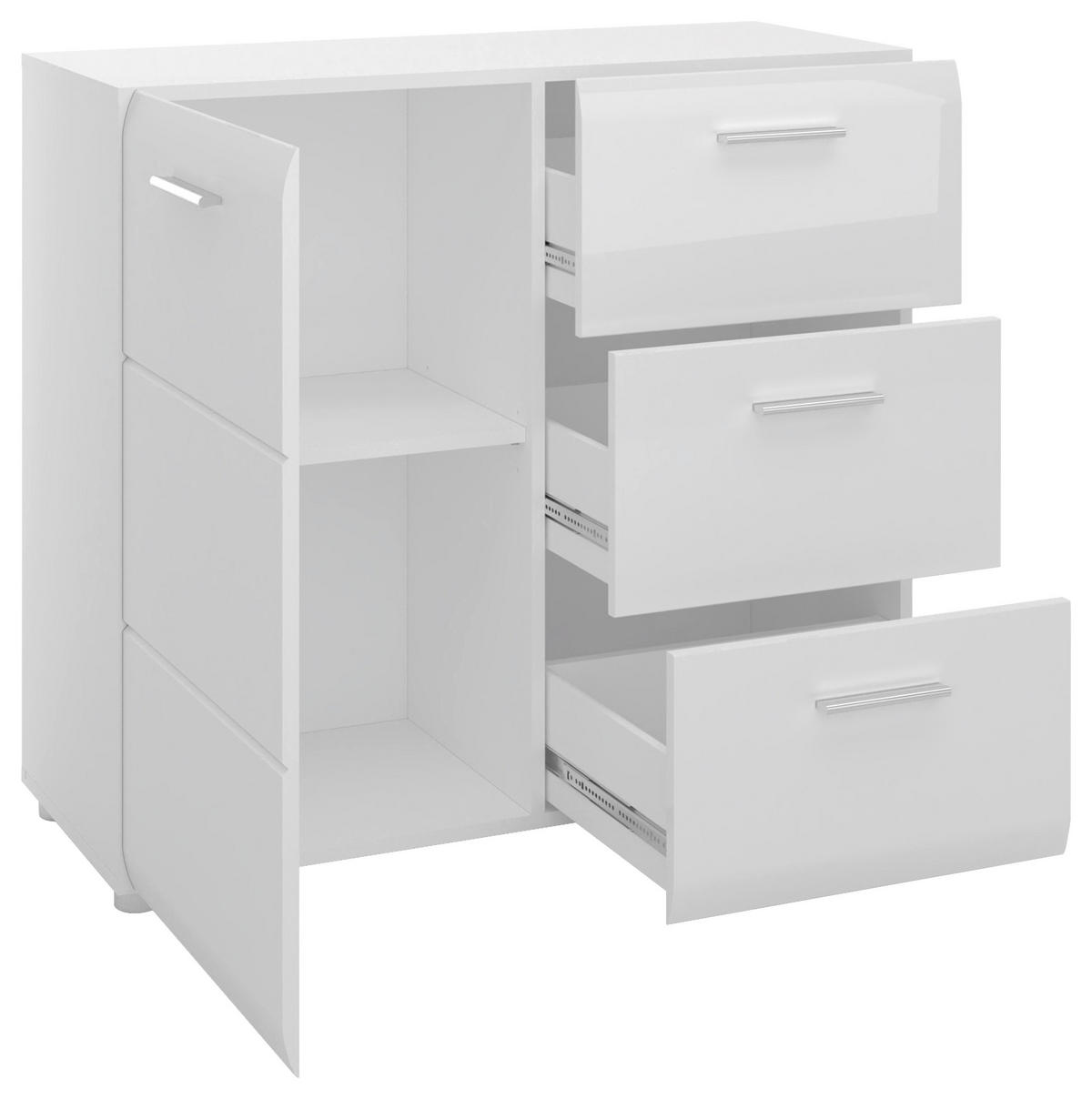 KOMMODE MERANO  in 95,9/86/39 cm  - Chromfarben/Weiß Hochglanz, MODERN, Holzwerkstoff/Kunststoff (95,9/86/39cm) - Boxxx
