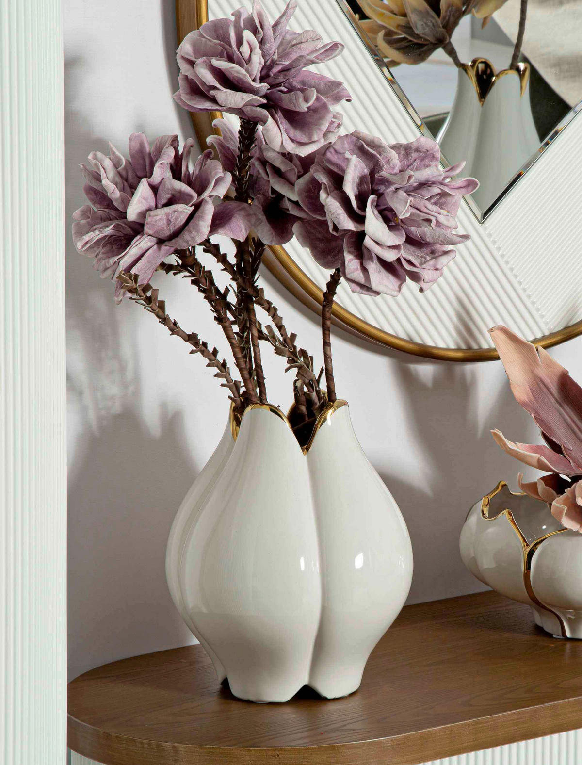 VASE  - Goldfarben/Weiß, Basics, Keramik (23/27.5/23cm)