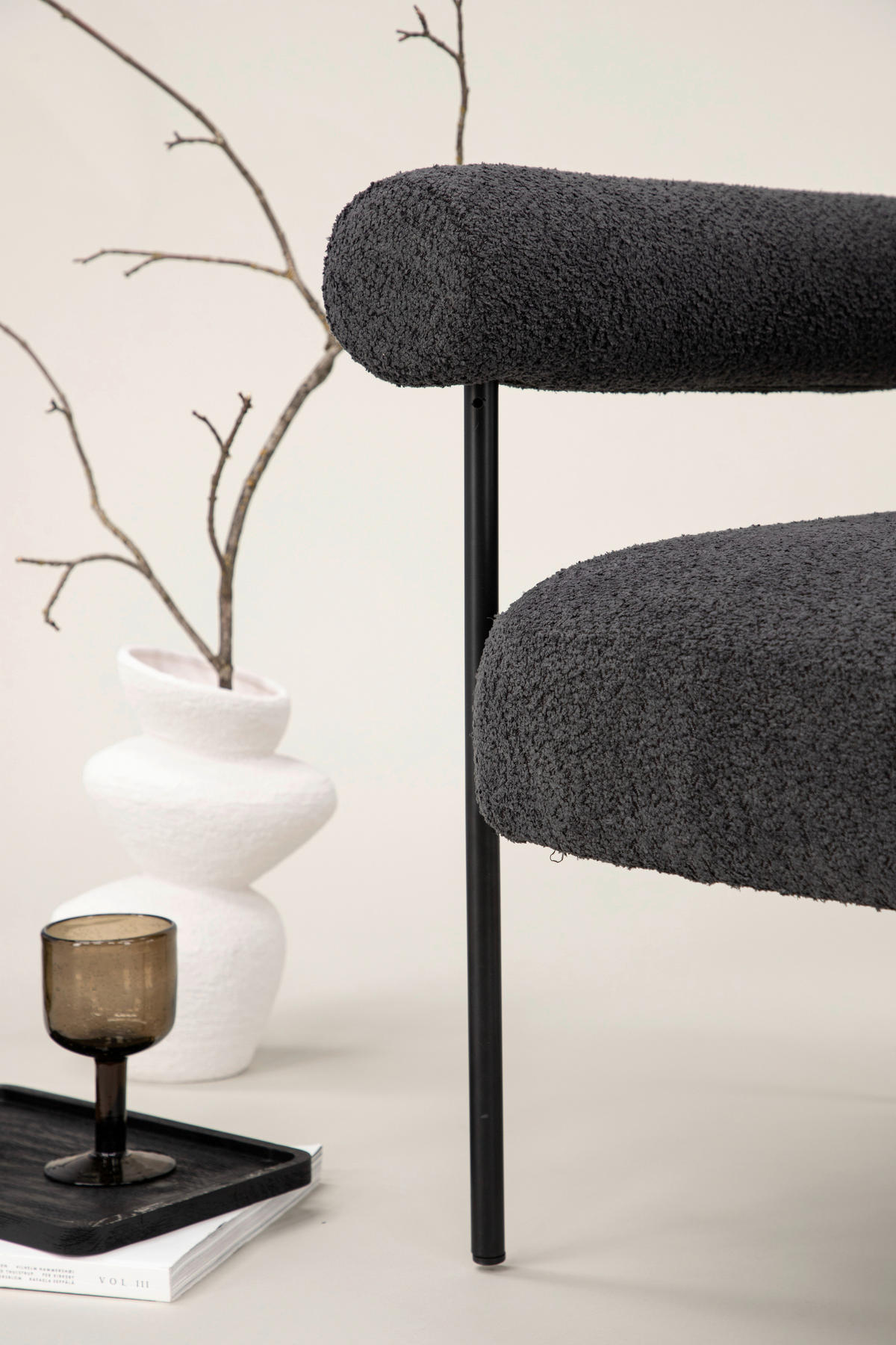 FÅTÖLJ i metall, textil svart, mörkgrå  - mörkgrå/svart, Design, metall/textil (95/83/87cm) - Lomoco