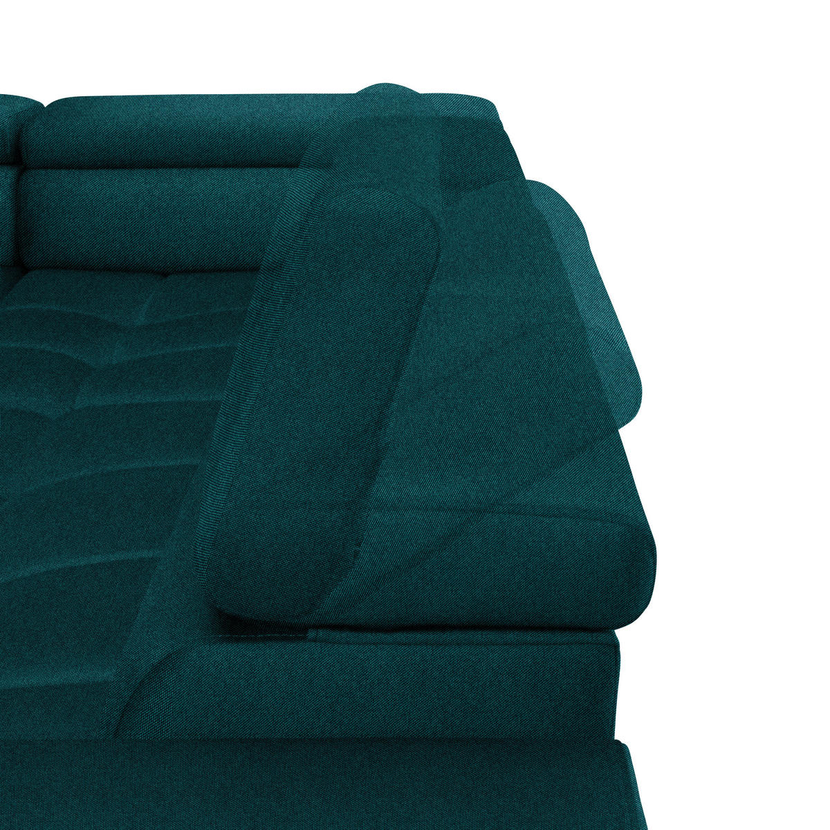 ECKSOFA in Webstoff Petrol  - Petrol/Schwarz, Design, Textil/Metall (216/300cm) - Welnova