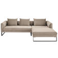 ECKSOFA  in Cord Taupe  284/178 cm  - Taupe/Schwarz, KONVENTIONELL, Textil/Metall (284/178cm) - Hom`in