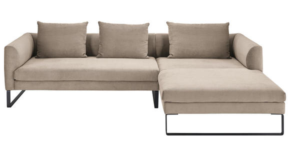 ECKSOFA  in Cord Taupe  284/178 cm  - Taupe/Schwarz, KONVENTIONELL, Textil/Metall (284/178cm) - Hom`in