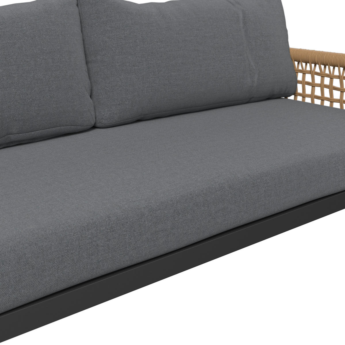 LOUNGEGARNITUR Eisen  - Anthrazit/Naturfarben, MODERN, Kunststoff/Textil (167/67/76cm) - Ambia Garden