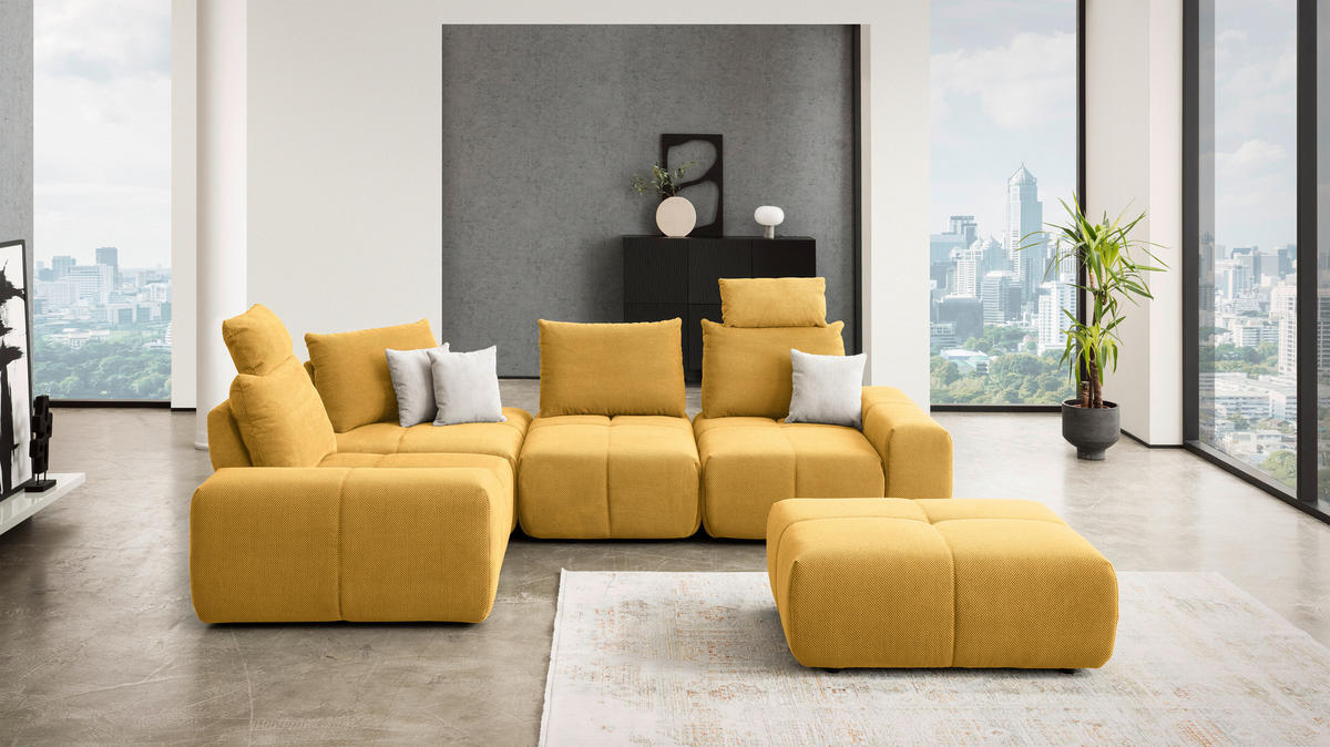 ECKSOFA in Velours Terracotta  236/326 cm  - Terracotta/Schwarz, Design, Kunststoff/Textil (236/326cm) - Xora