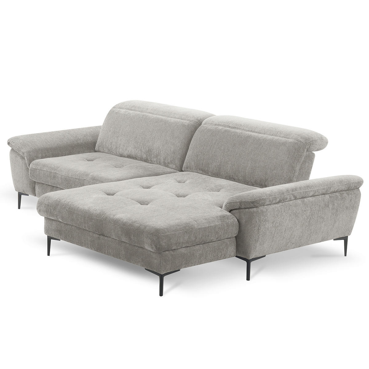 ECKSOFA  Webstoff Grau  - Schwarz/Grau, Design, Textil/Metall (268/195cm) - Livetastic