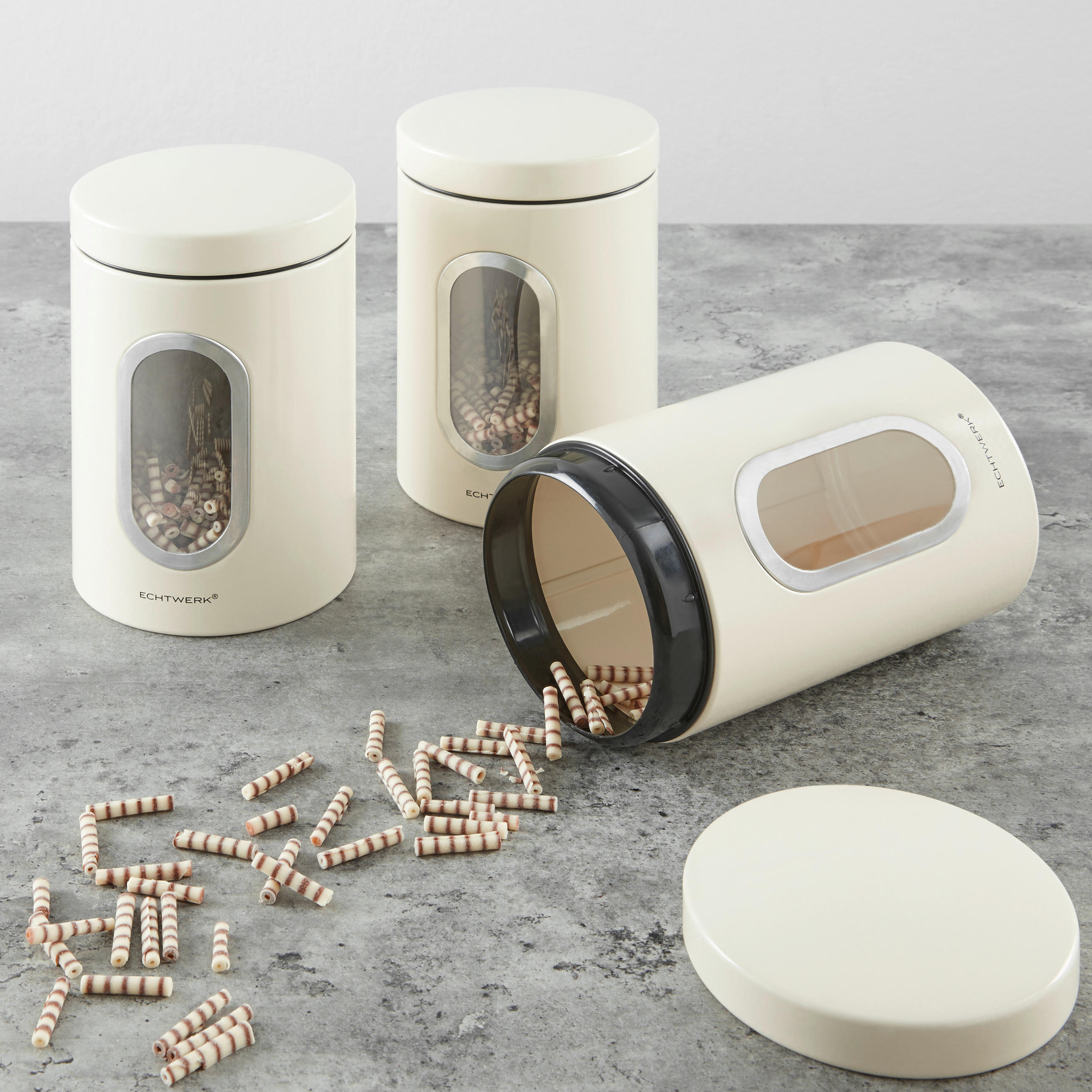 VORRATSDOSENSET 3-teilig  - Creme, Trend, Metall (11/17,5cm) - Echtwerk