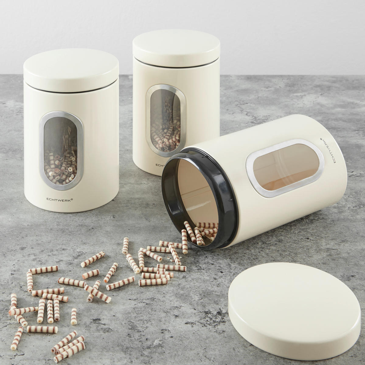 VORRATSDOSENSET 3-teilig  - Creme, Trend, Metall (11/17,5cm) - Echtwerk