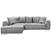 ECKSOFA Grau Mikrovelours  - Silberfarben/Grau, Basics, Kunststoff/Textil (319/194cm) - MID.YOU