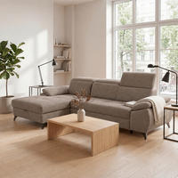 ECKSOFA  Struktur Braun  - Schwarz/Braun, Basics, Holz/Holzwerkstoff (281/166cm) - MID.YOU