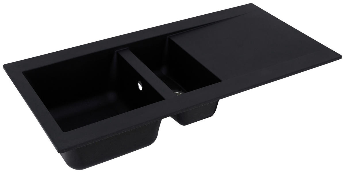 SPÜLE 1712DENVER100X50S  - Schwarz, Trend, Glas/Kunststoff (100/20/50cm) - Respekta
