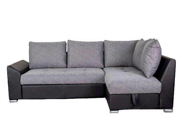 SJEDEĆA GARNITURA drvo, tekstil, drvni materijal  siva, crna   - siva/crna, Design, drvni materijal/drvo (240/150cm)