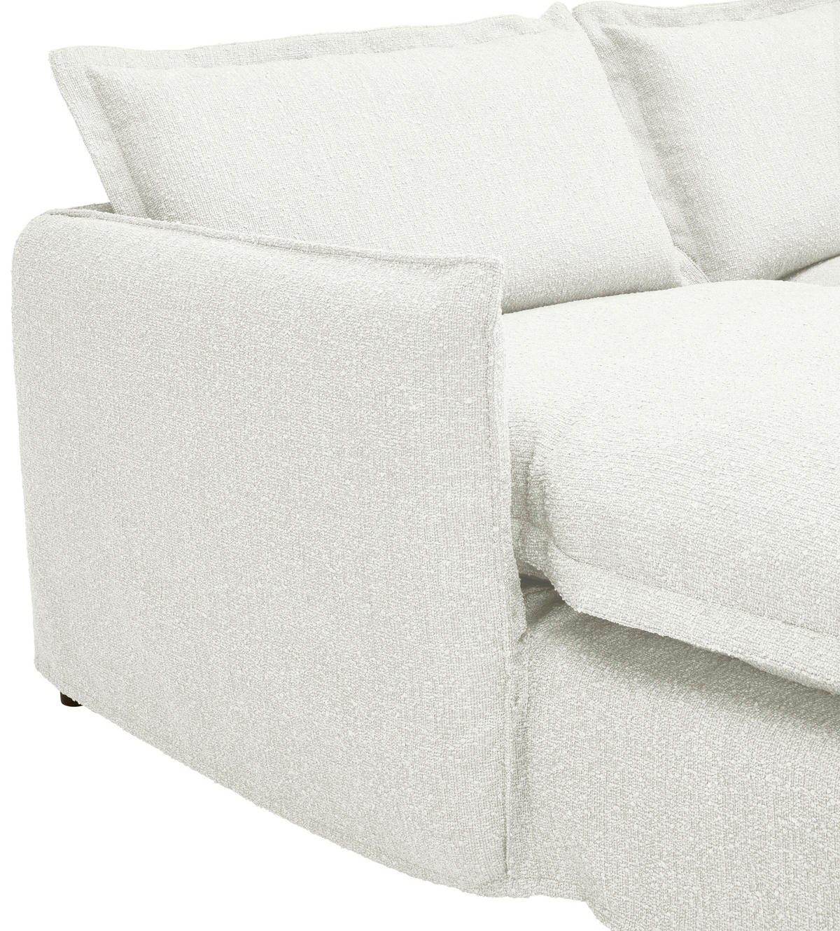 HUSSEN-ECKSOFA Weiß Flachgewebe, Bouclé  - Schwarz/Weiß, Trend, Textil/Metall (165/295cm) - Livetastic