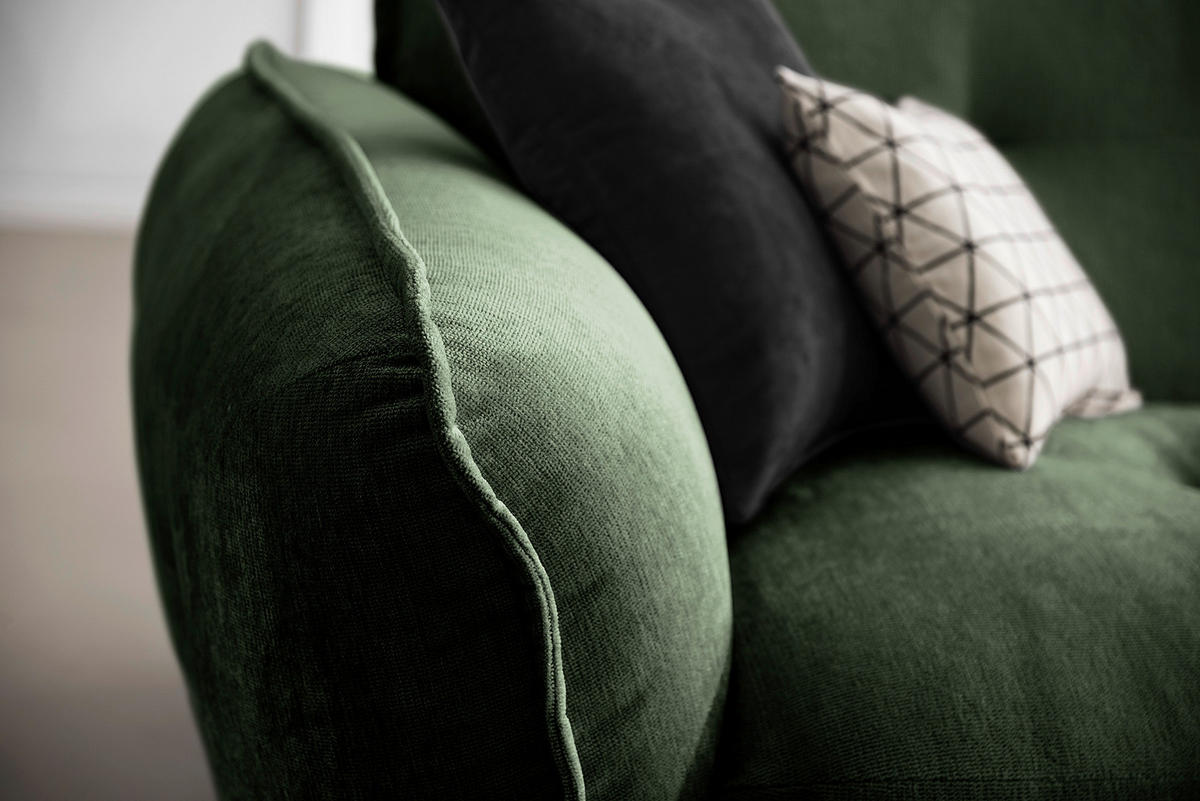 ECKSOFA in Chenille Dunkelgrün  - Dunkelgrün/Schwarz, Modern, Kunststoff/Textil (269/184cm) - Trendmanufaktur
