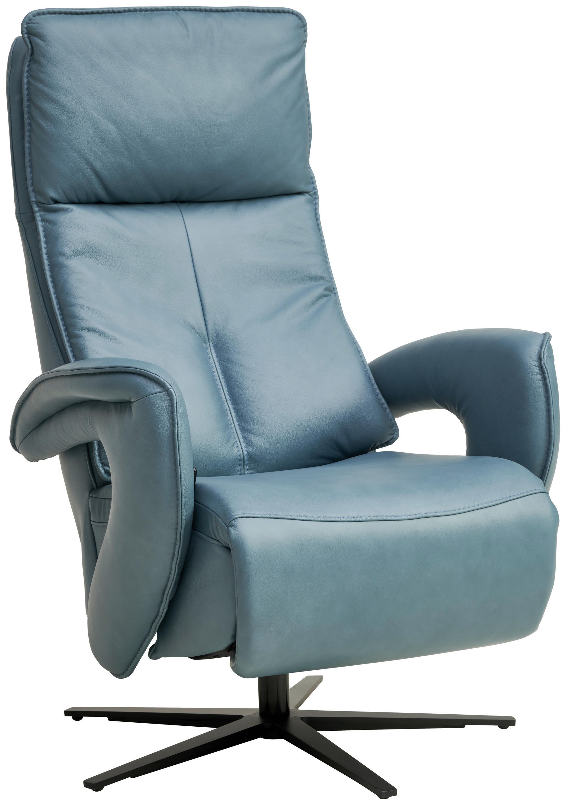 RELAXSESSEL in Leder Blau  - Blau/Schwarz, Design, Leder/Metall (77/119/87cm) - Valdera
