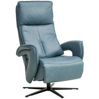 RELAXSESSEL in Leder Blau  - Blau/Schwarz, Design, Leder/Metall (77/119/87cm) - Valdera