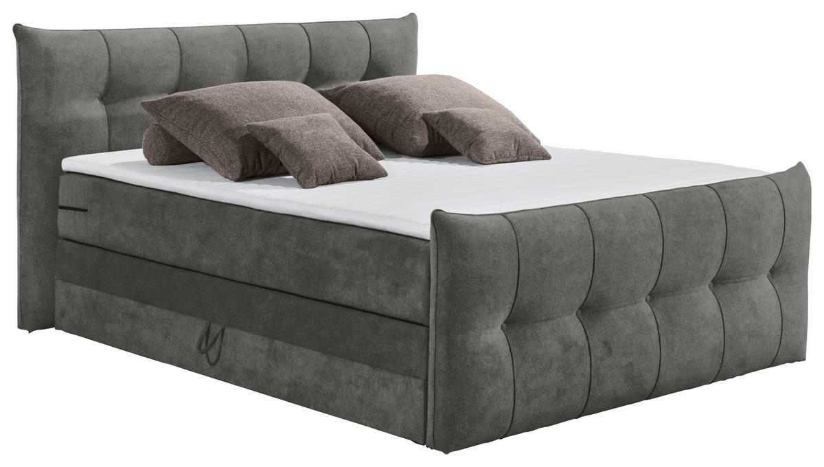 BOXSPRINGBETT 180/200 cm  in Anthrazit  - Anthrazit/Schwarz, Konventionell, Kunststoff/Textil (180/200cm) - Esposa