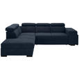 ECKSOFA  in Webstoff Dunkelblau  - Schwarz/Dunkelblau, KONVENTIONELL, Holz/Textil (244/283cm) - Carryhome