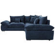 ECKSOFA Dunkelblau Velours  - Chromfarben/Dunkelblau, KONVENTIONELL, Kunststoff/Textil (247/247cm) - Carryhome