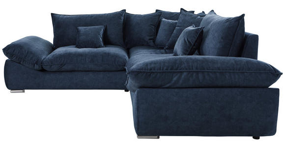 ECKSOFA Dunkelblau Velours  - Chromfarben/Dunkelblau, KONVENTIONELL, Kunststoff/Textil (247/247cm) - Carryhome