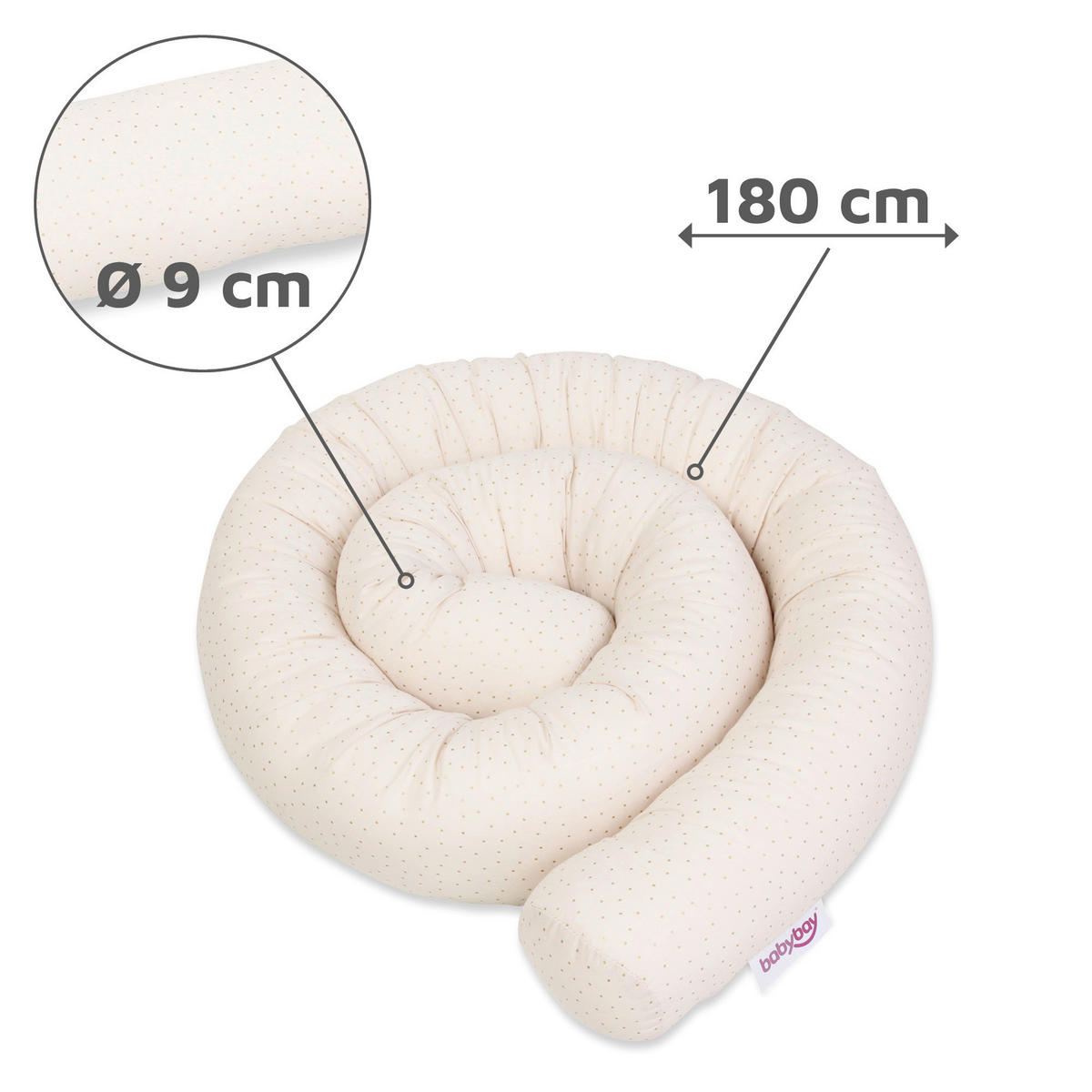 NESTCHENSCHLANGE BABYBAY   9/180 cm  - Beige, Trend, Textil (9/180cm) - Babybay