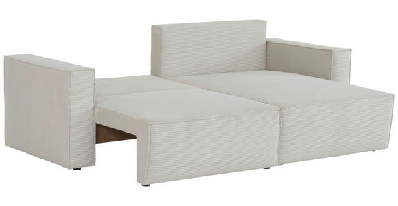 ECKSOFA Hellgrau Feincord - Hellgrau/Schwarz, KONVENTIONELL, Kunststoff/Textil (242/151cm) - Carryhome