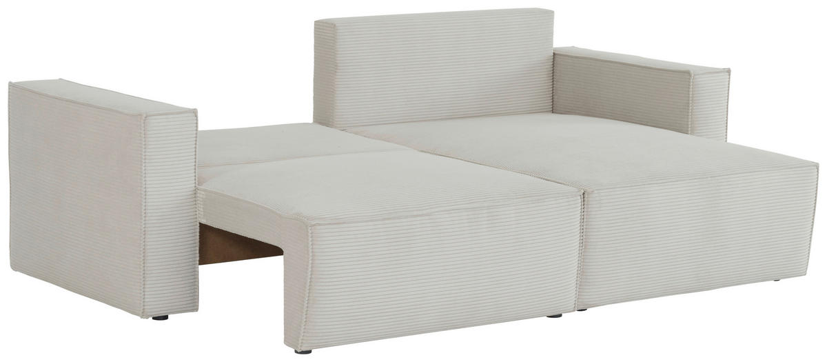 ECKSOFA in Feincord Hellgrau  - Hellgrau/Schwarz, KONVENTIONELL, Kunststoff/Textil (242/151cm) - Carryhome