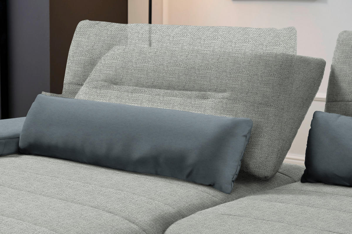 ECKSOFA in Webstoff Hellgrau  - Hellgrau/Schwarz, Konventionell, Textil/Metall (191/273cm) - Carryhome