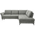 ECKSOFA Hellgrau Chenille  - Hellgrau/Schwarz, Natur, Textil/Metall (288/233cm) - Valnatura