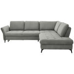 ECKSOFA in Chenille Hellgrau  288/233 cm  - Hellgrau/Schwarz, Natur, Textil/Metall (288/233cm) - Valnatura