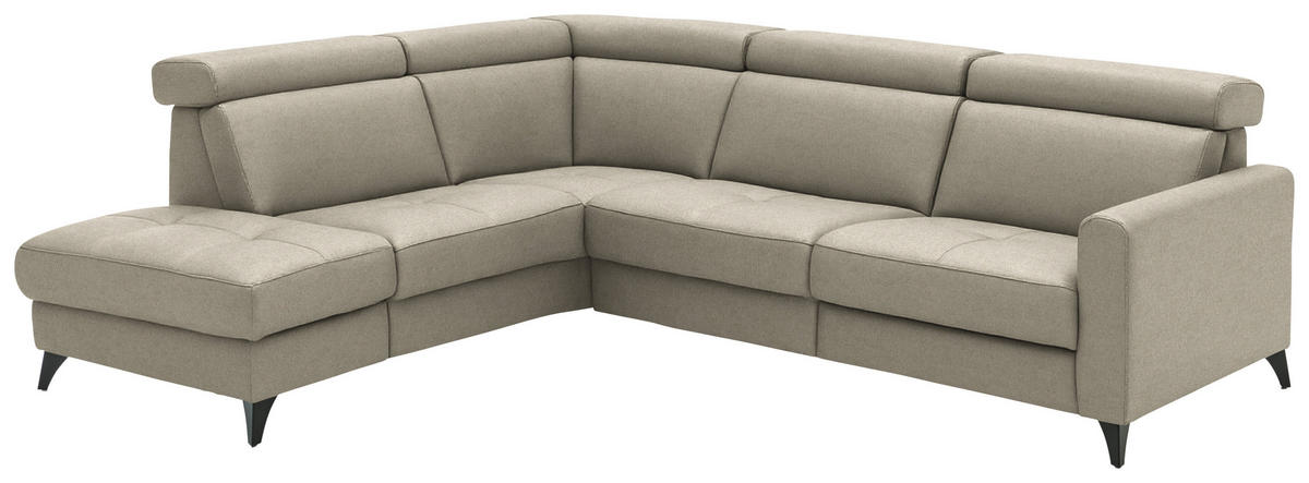 ECKSOFA Flachgewebe Sahara  - Schwarz/Sahara, Konventionell, Textil/Metall (214/276cm) - Beldomo System
